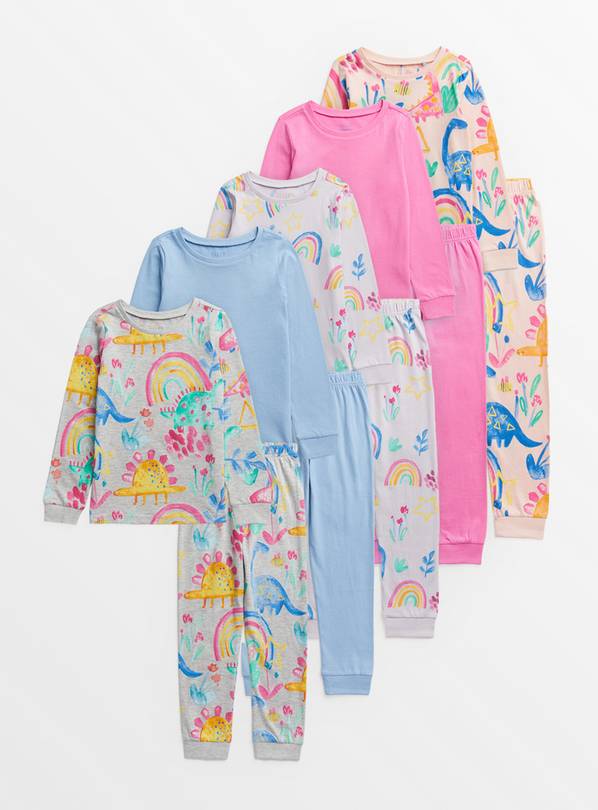 Dino & Rainbow Pyjamas 5 Pack 6-7 years